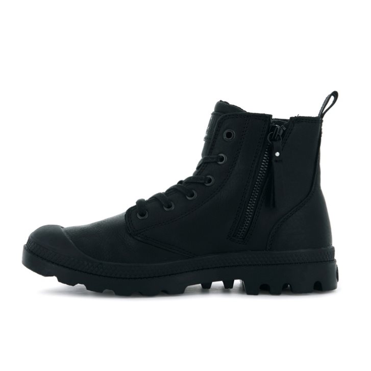 Palladium Pampa Zip Leather ESS Men's Boots Black | UK Z421-VCS